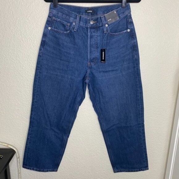 Express NWT Dark Wash 100% Cotton Dad Jean 6 - Picture 8 of 8